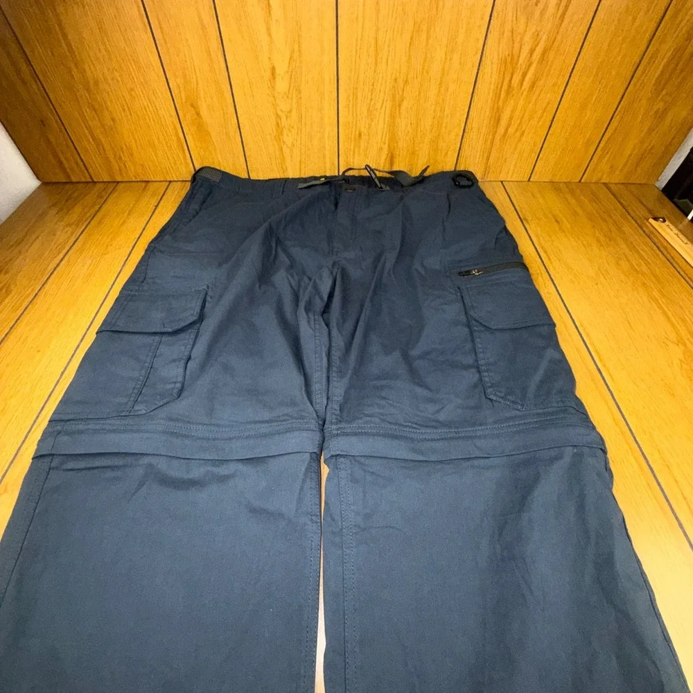 BC‎ Clothing Co Mens XXL x 32 Convertible Cargo Hiking Pants Navy Blue Zip Off